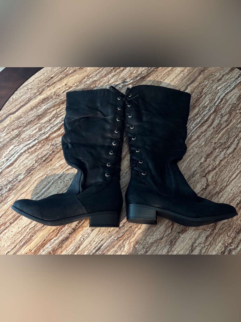 New SO Women’s Black Lace-Up Mid-Calf Boots - Size 8.5